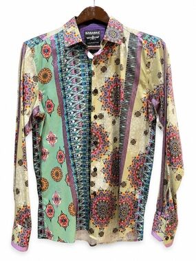 Barabas Men's Multicolor Printed Button-Down Shirt - Green & Yellow